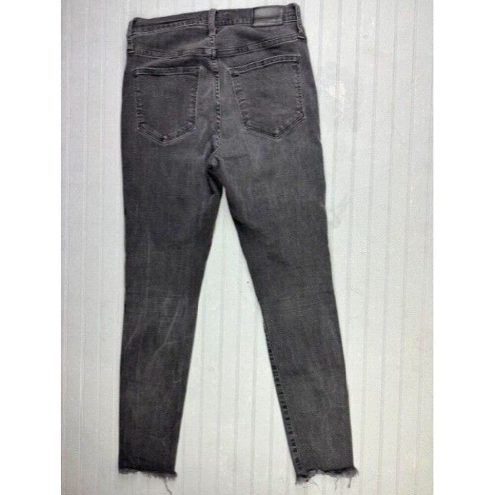 Madewell Size 26 Womens Jeans 10" High Rise Skinny Raw Hem Black Button Fly - Picture 3 of 6
